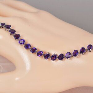 925 Sterling Silver Natural Amethyst Tennis Bracelet